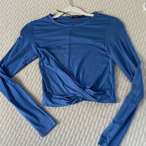 Blue cropped tie top